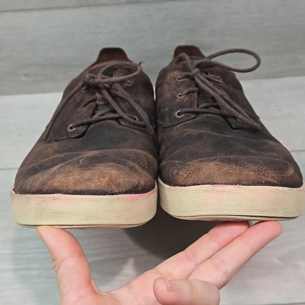 Chaco Mens Mahogany Leather Slip On Sneakers Shoes Sz 12